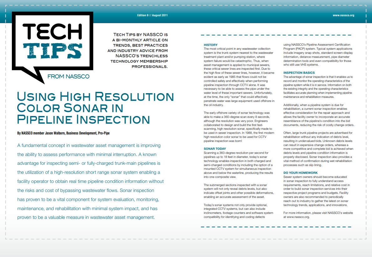 Using High Resolution Color Sonar in Pipeline Inspection