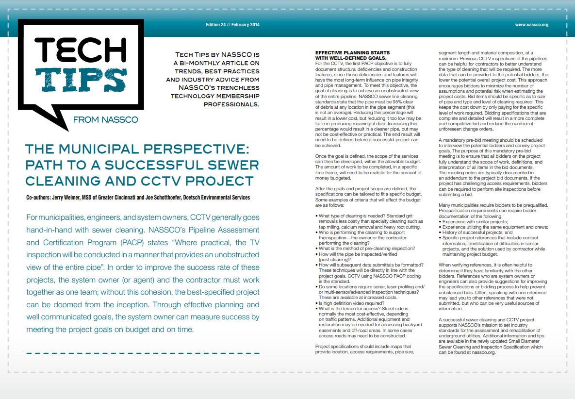 The Municipal Perspective: Path to a Successful Sewer Cleaning & CCTV Project