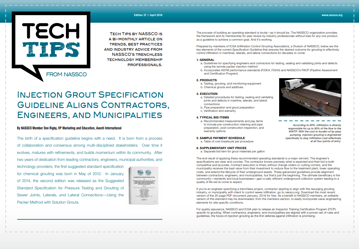 Injection Grout Specification Guideline Aligns Contractors, Engineers, and Municipalities