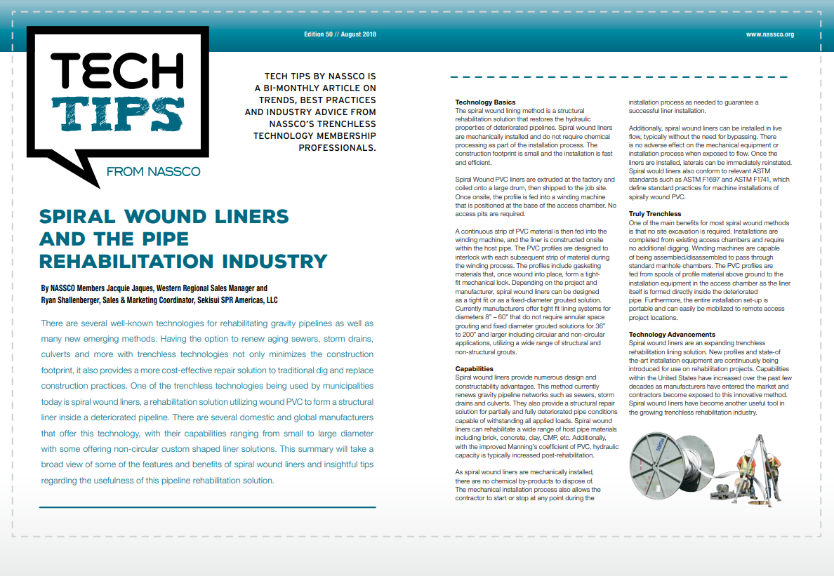 Spiral Wound Liners and the Pipe Rehabilitation Industry