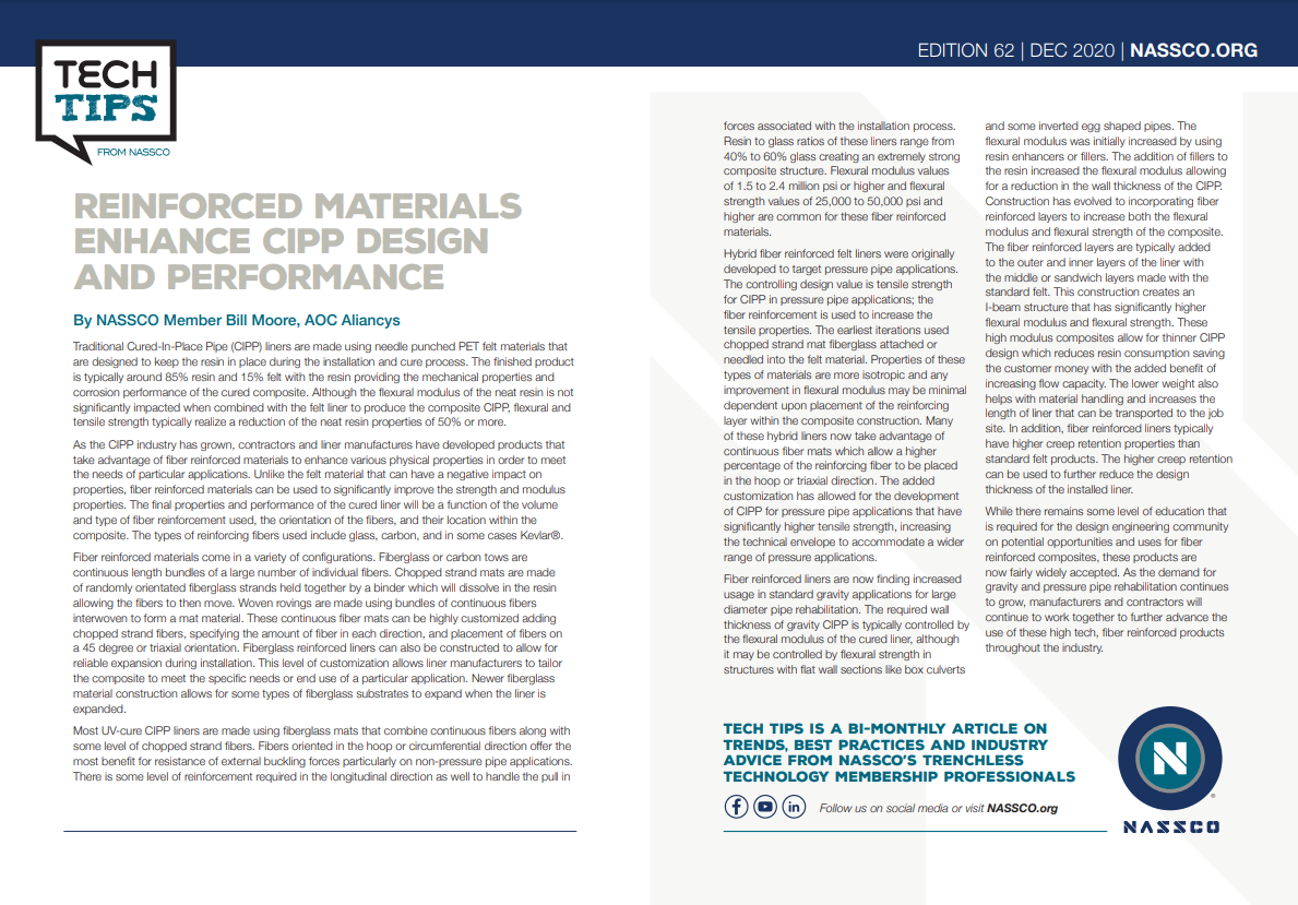 Reinforced Materials Enhance CIPP Design and Performance