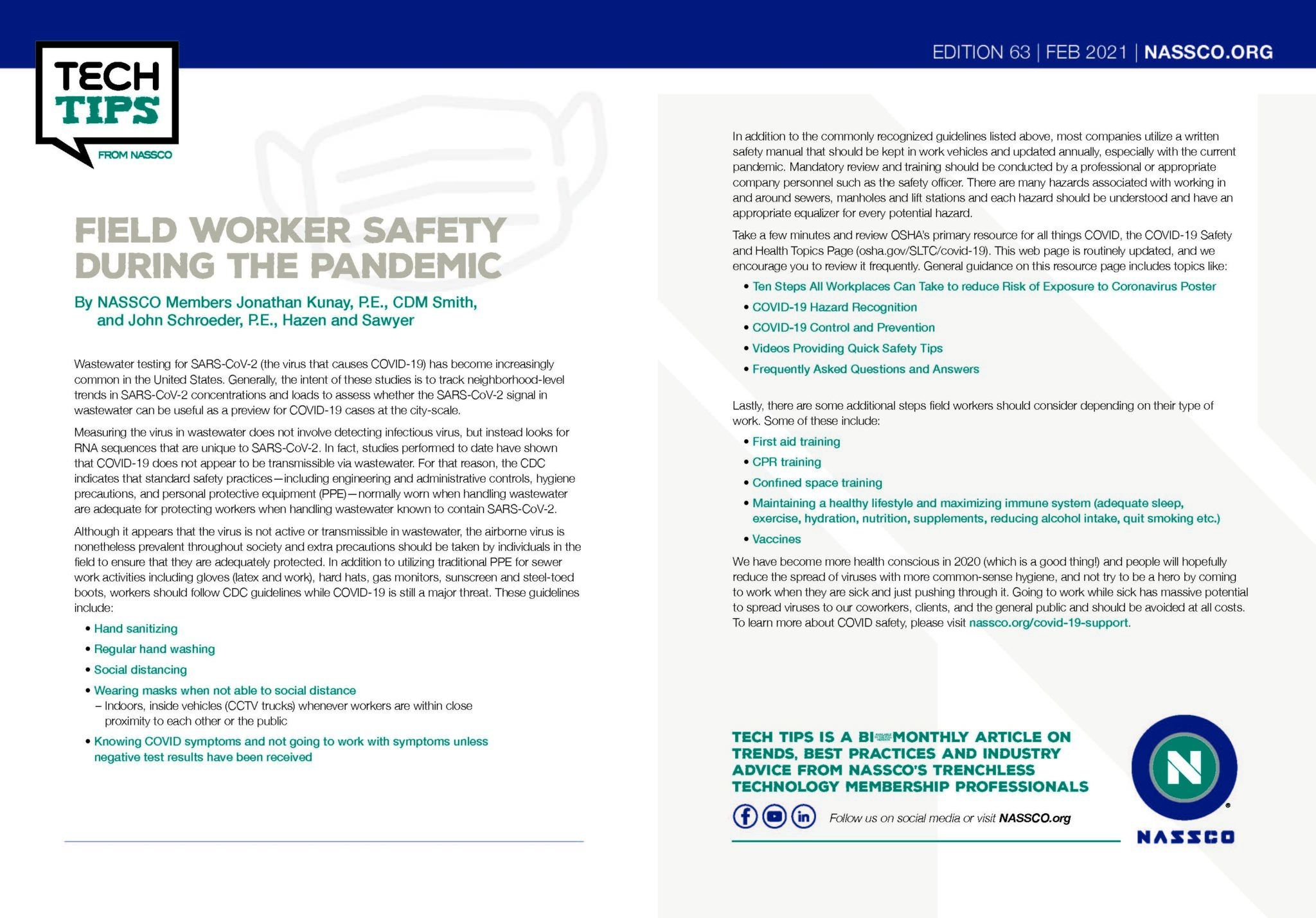 FIELD WORKER SAFETY DURING THE PANDEMIC NASSCO