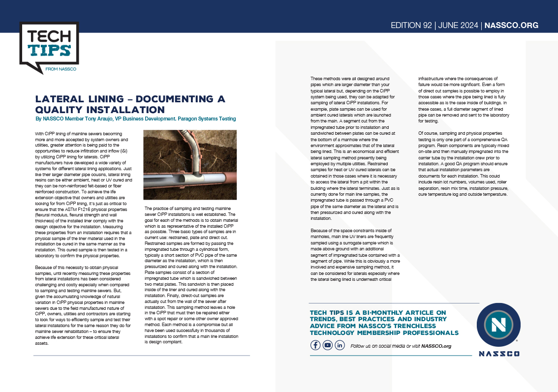 Lateral Lining – Documenting a Quality Installation